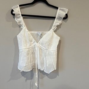 La Hearts White Ruffled Camisole